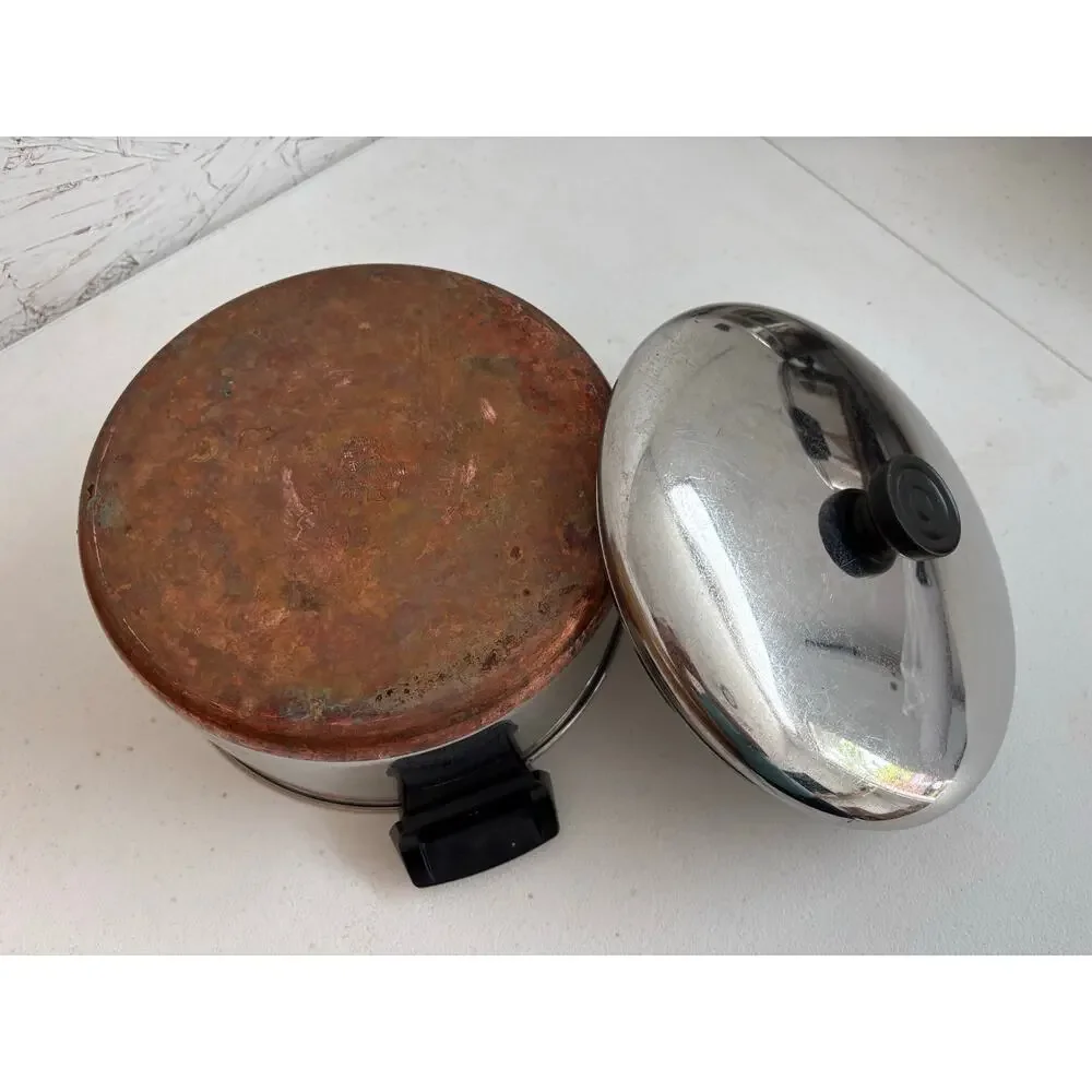 Vintage Revere Ware 1801 copper clad bottom 4 1/2 qt stock pot and lid